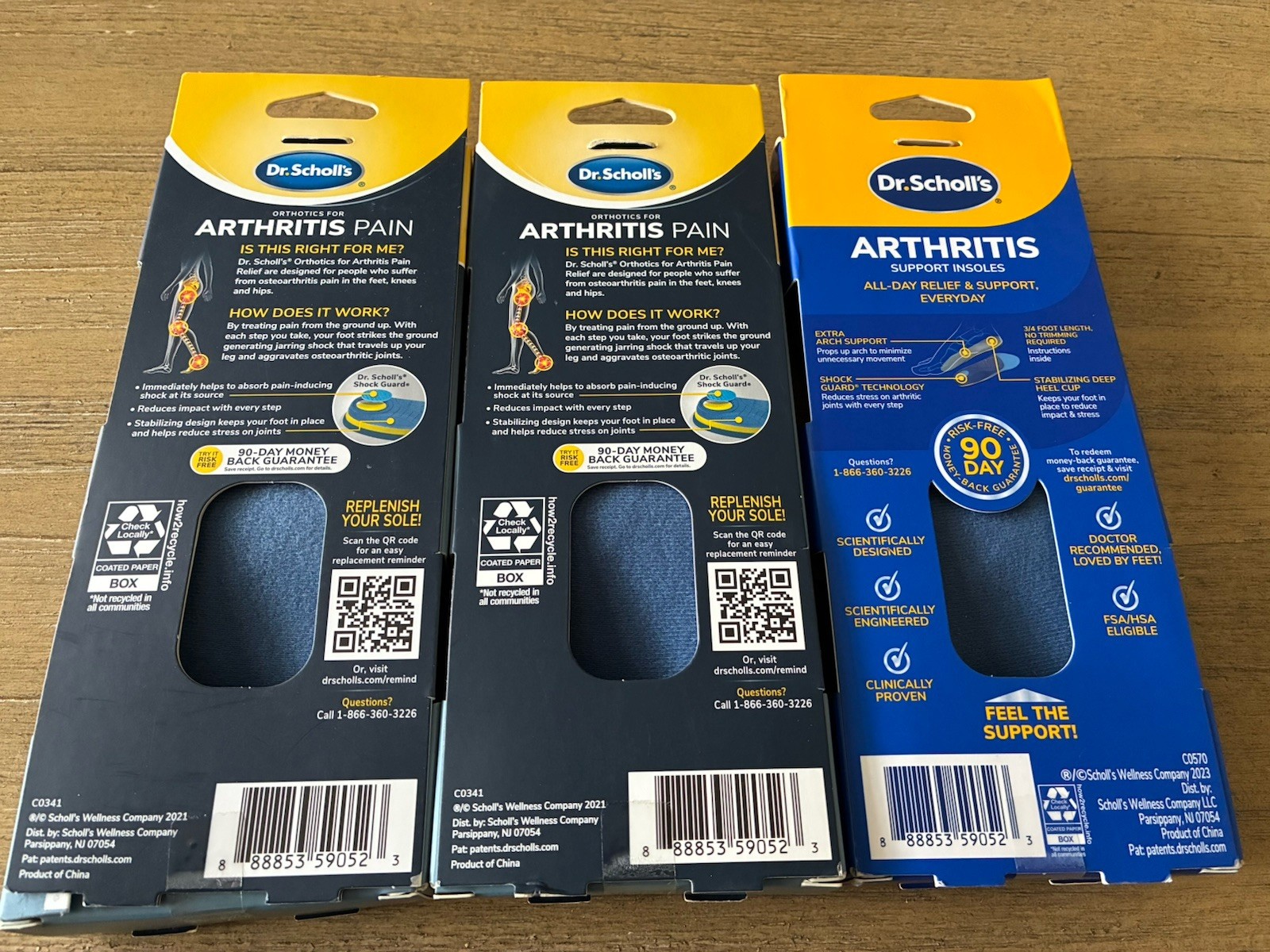 3 Pairs Dr. Scholl’s Women Orthotics For Arthritis Pain Relief Size 6 to 10 NEW