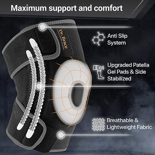 DR. BRACE ELITE Knee Brace with Side Stabilizers & Patella Gel Large, Mercury