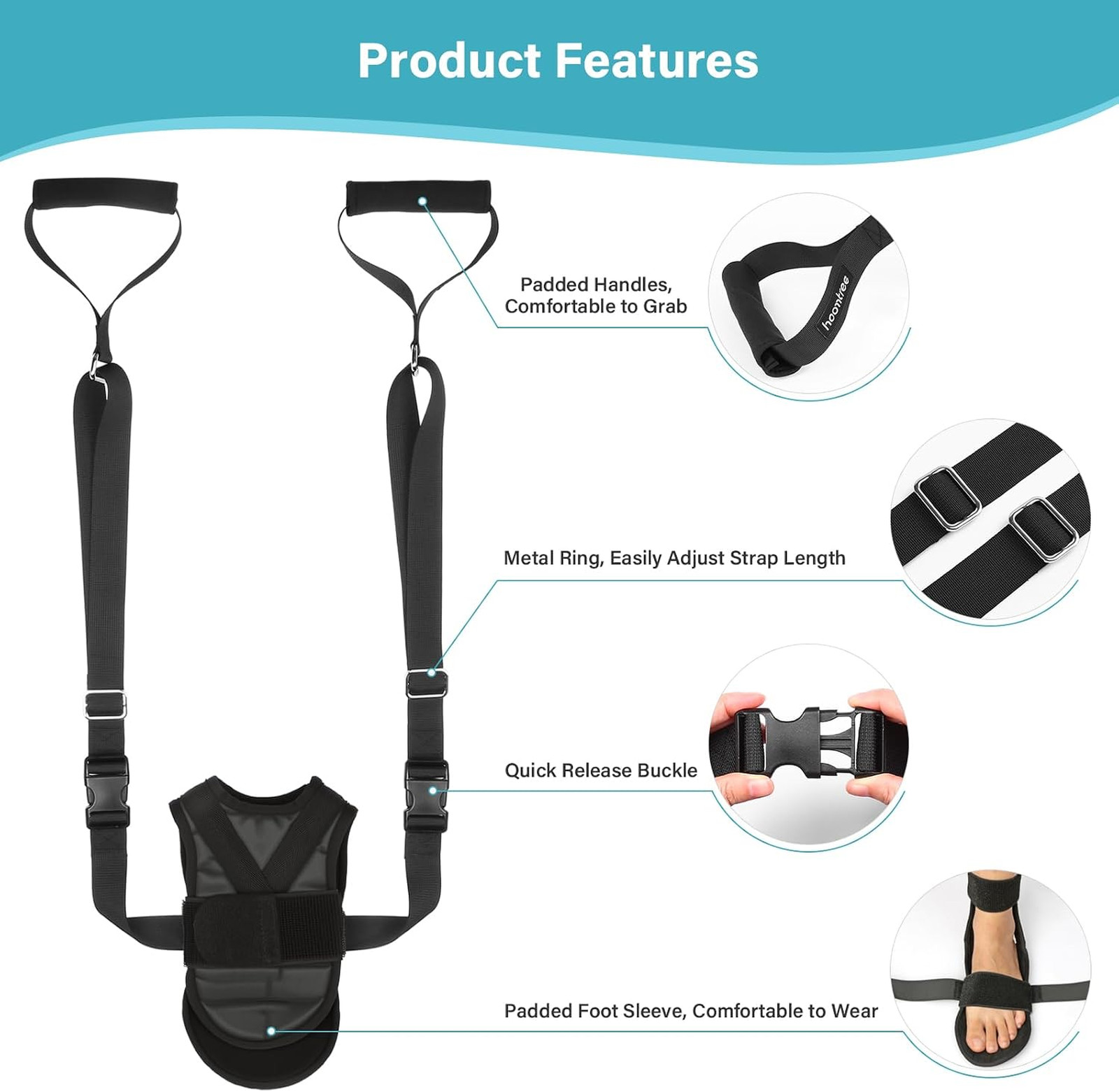Knee Replacement Recovery Aids with Padded Handle and Foot Sleeve Physical