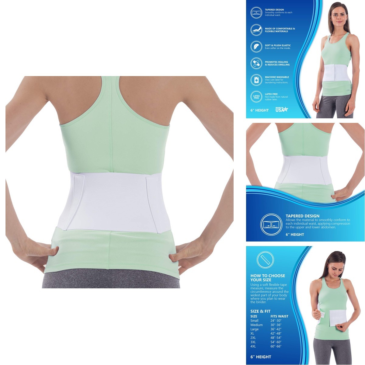 NYOrtho Tapered Abdominal Binder 24-30 Inch – Made in USA