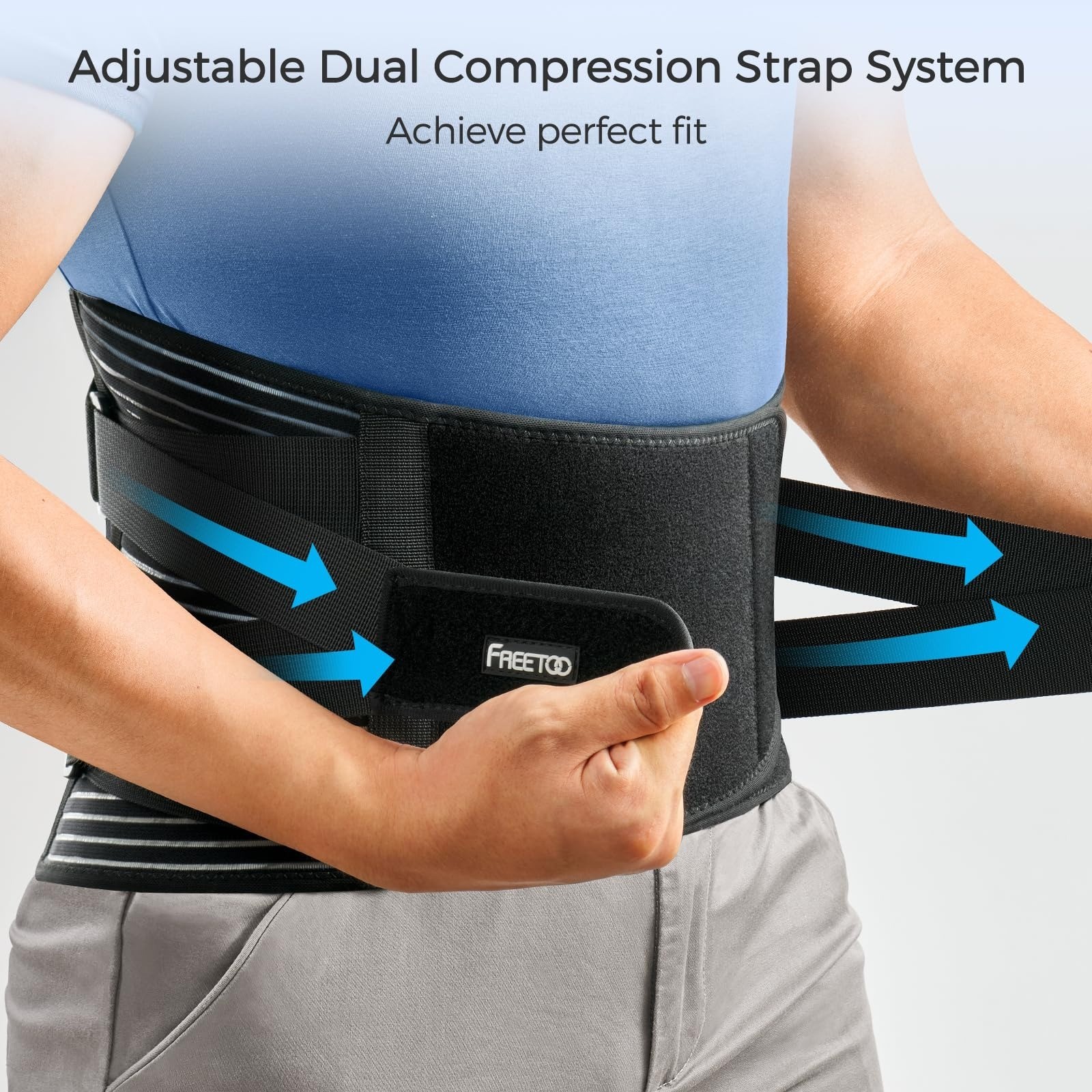 FREETOO Back Brace for Lower Back Pain Relief, Adjustable Support Belt