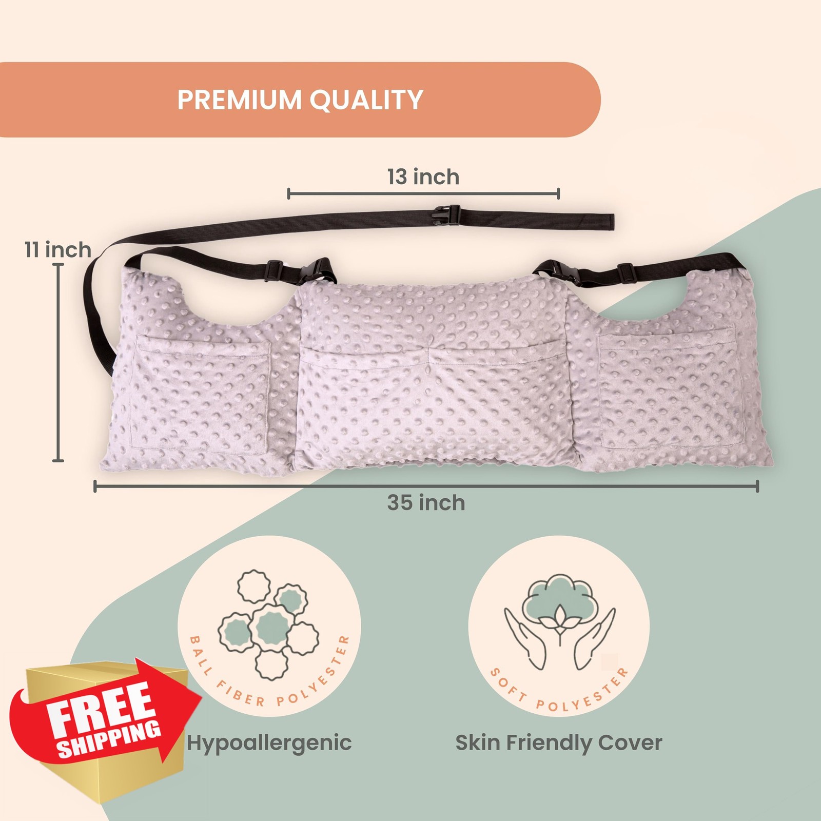 MOYOAMA Post Mastectomy Pillow Hands-Free Strap Washable Cover