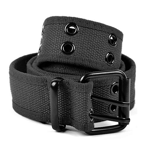 Boxed Gifts Parquet Casual Canvas Belt – Double Hole, Double Medium Black