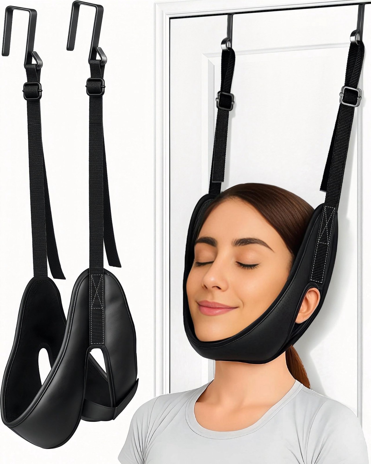 Upgraded Over-The-Door Cervical Neck Traction Device – Portable Adjustable Ne…