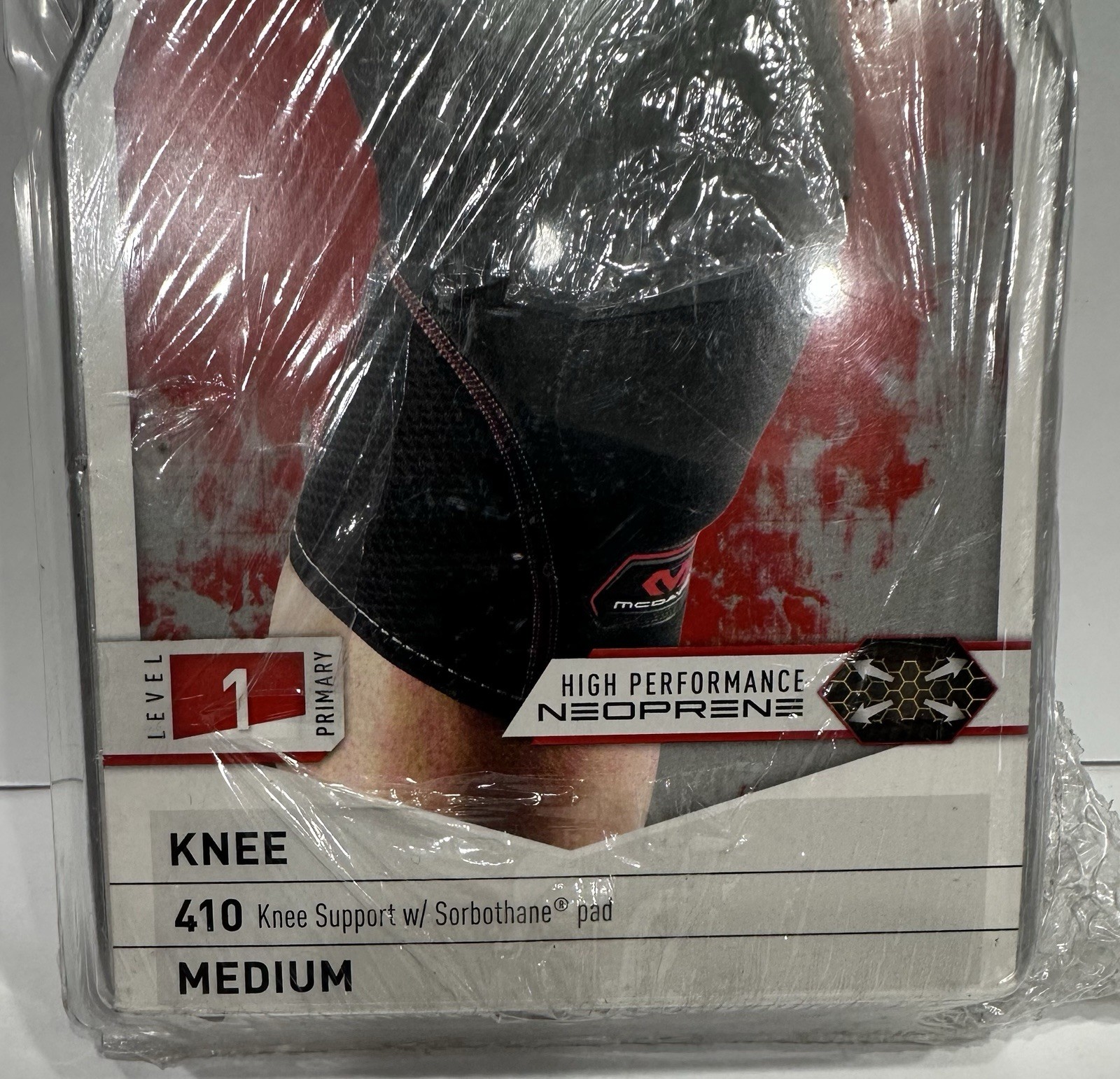 McDavid 410 Level 1 Knee Support with Sorbothane Pad, Size Medium, BLACK, New