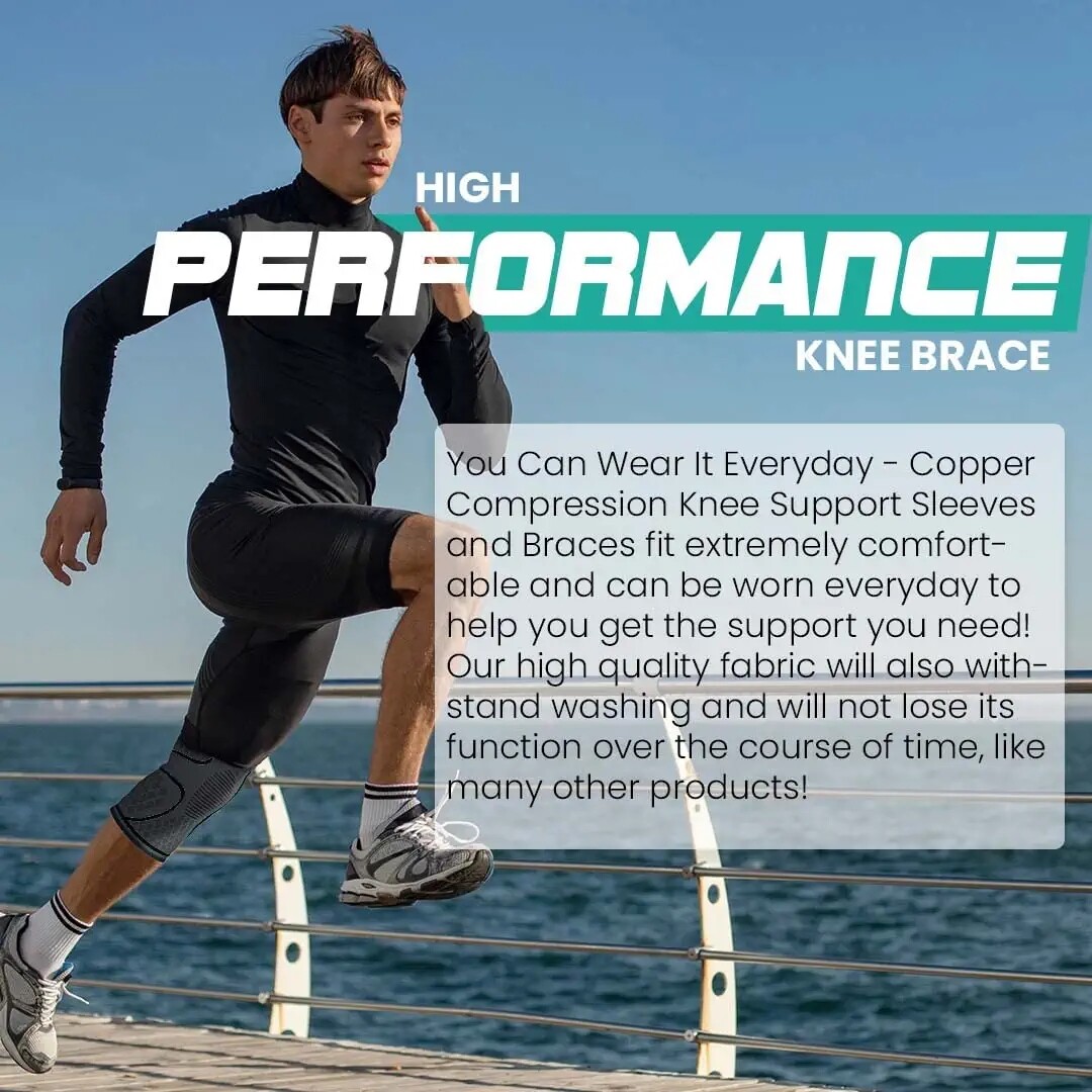 Knee Brace Compression Sleeve Support Sport Fitness Joint Pain Arthritis Relief