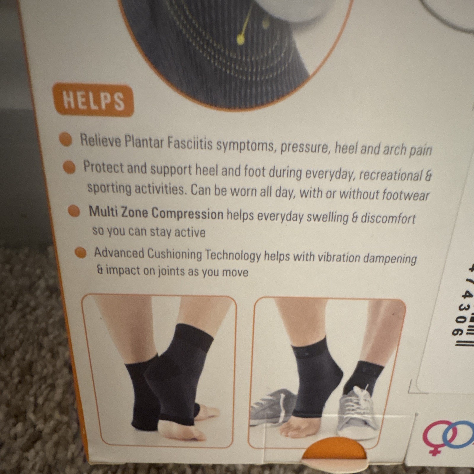 2 PACK – Neo G Plantar Fasciitis Support Sleeve L Black Breathable Compression