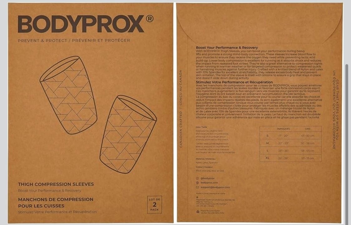 BODYPROX Thigh Compression Sleeves (2 Pack) for Hamstring and Quad Support