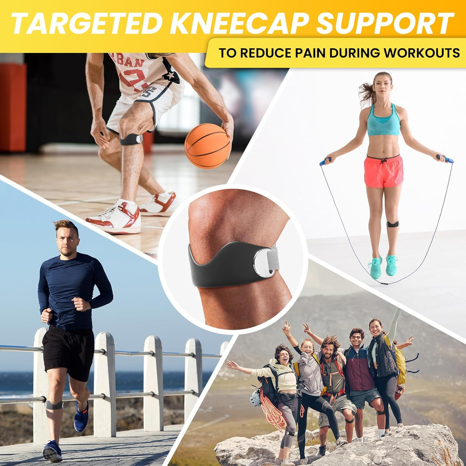 Patellar Tendon Support Strap – 2 Pack Adjustable Non-Slip Patella Band Stabiliz