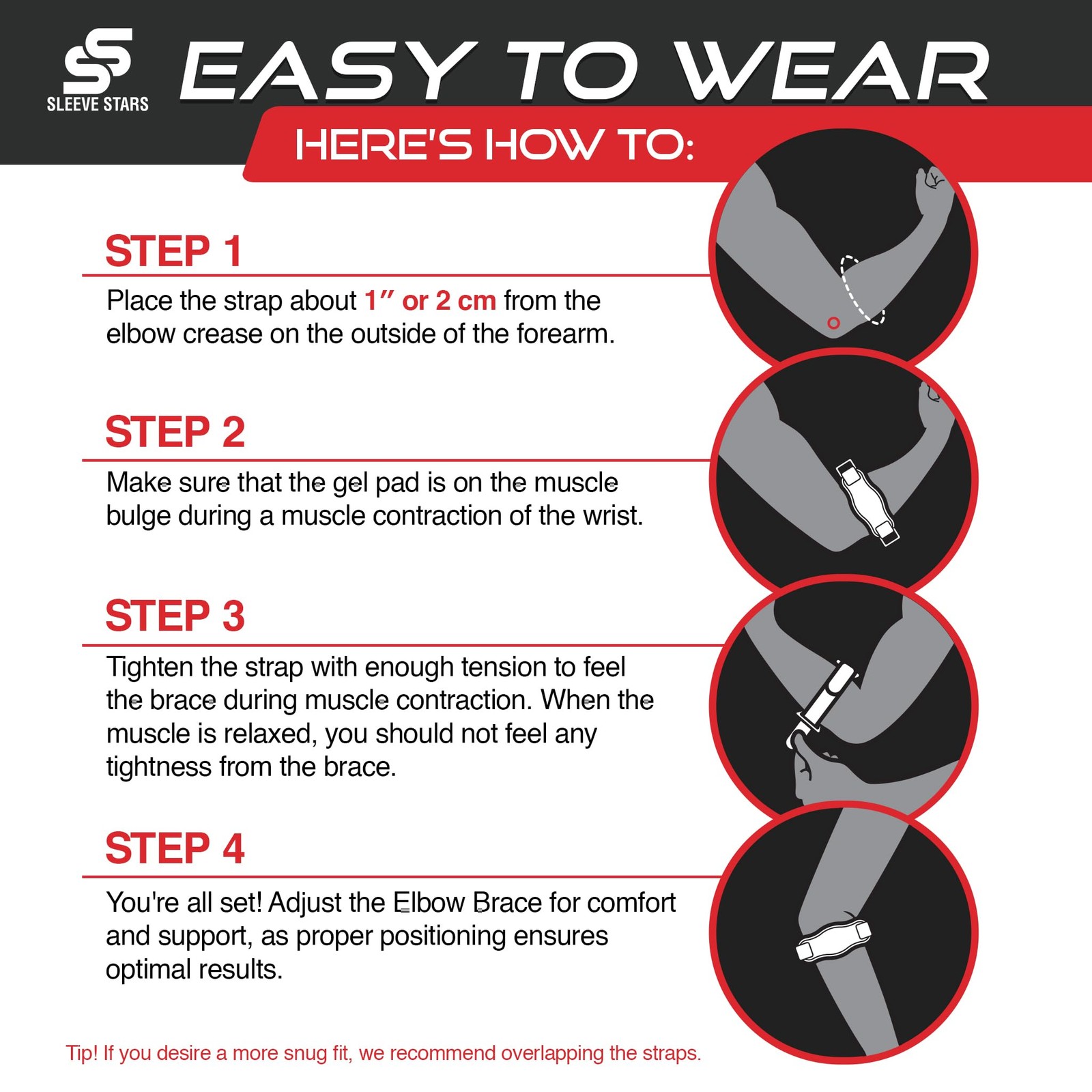 Sleeve Stars Tennis Elbow Brace for Women – Adjustable Tennis Elbow Strap, Go…