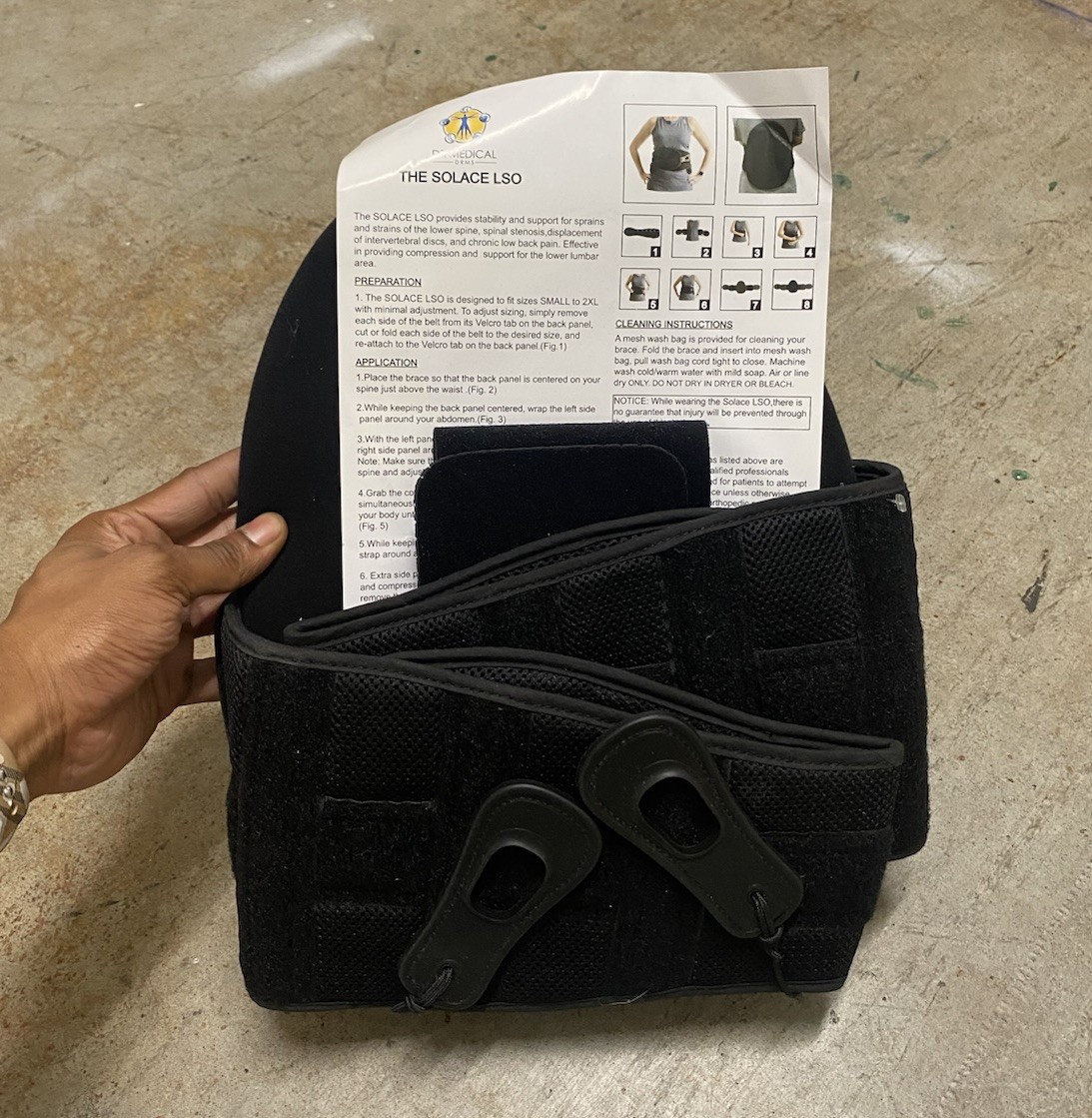 NEW Dr Medical DRMS “The Solace LSO” Black Back Brace With Front Panel