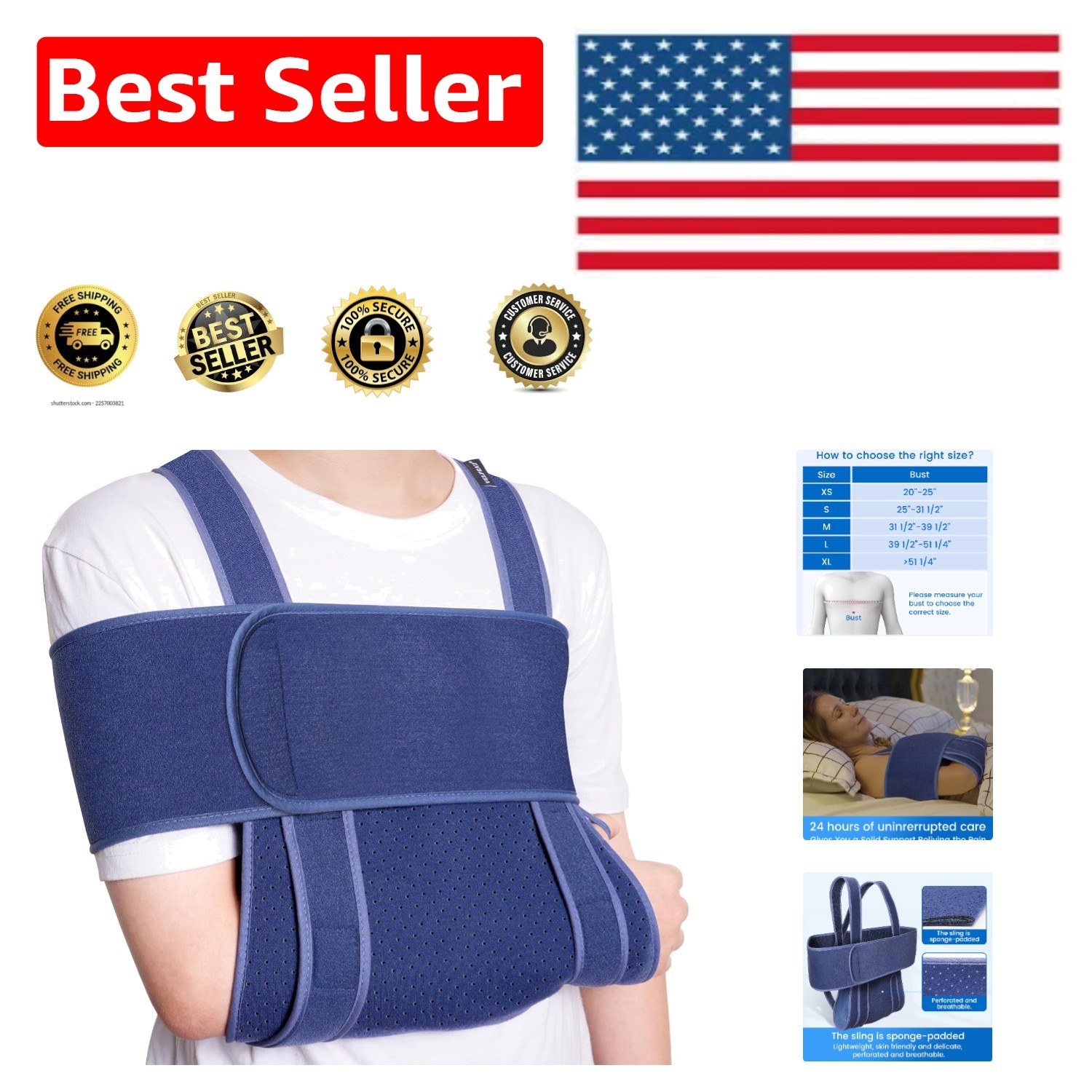 Shoulder Immobilizer for Day & Night Use – Soft, Breathable & Adjustable