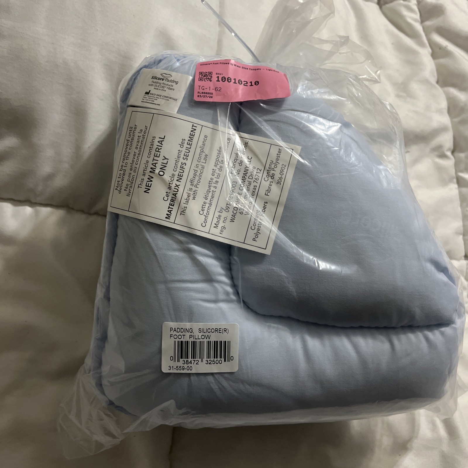 Silicore Foot Pillows by Waco Shoe Company Light Blue New