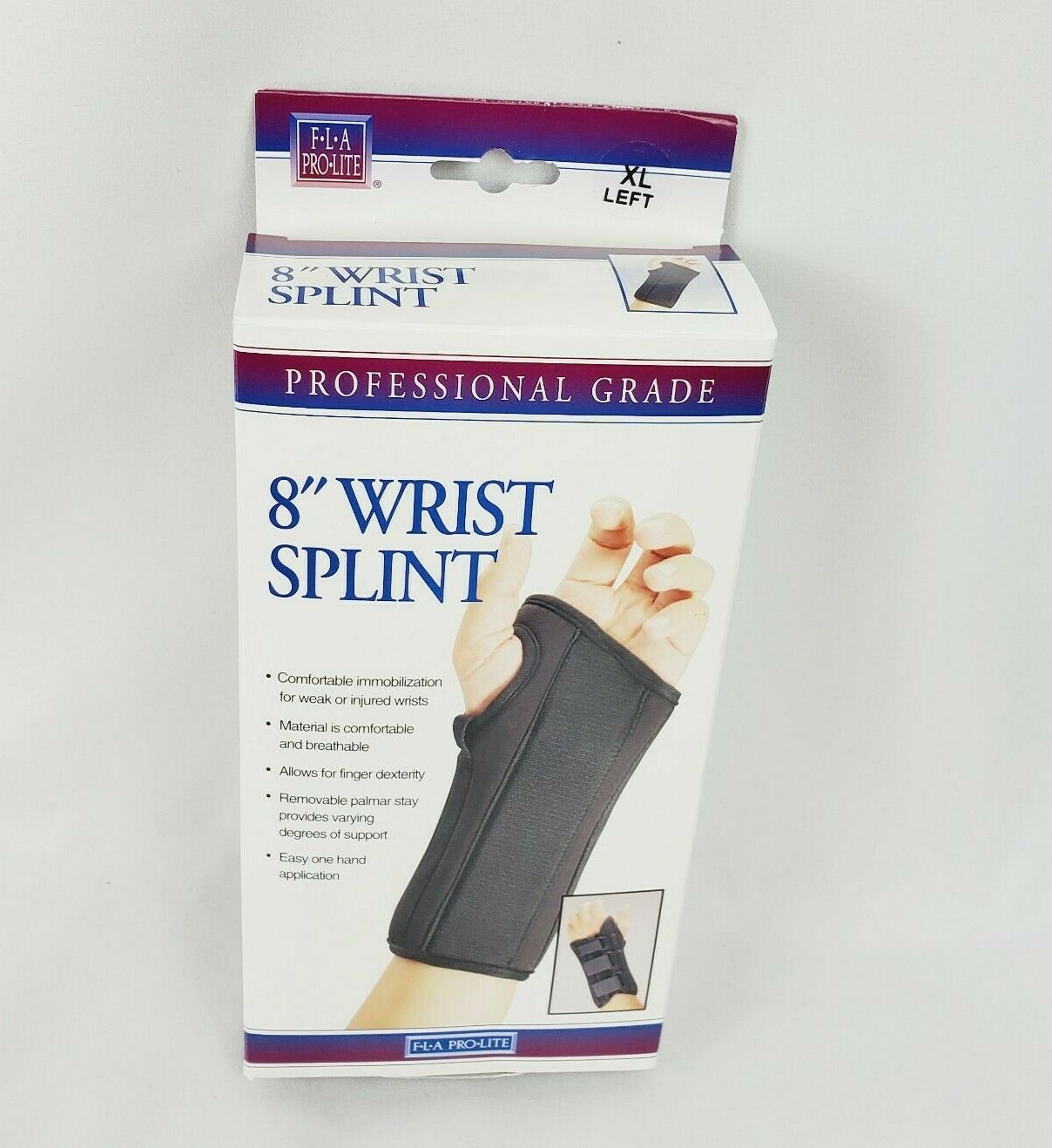 FLA Orthopedics ProLite Stabilizing LEFT Wrist Brace Splint – X-Large – Black