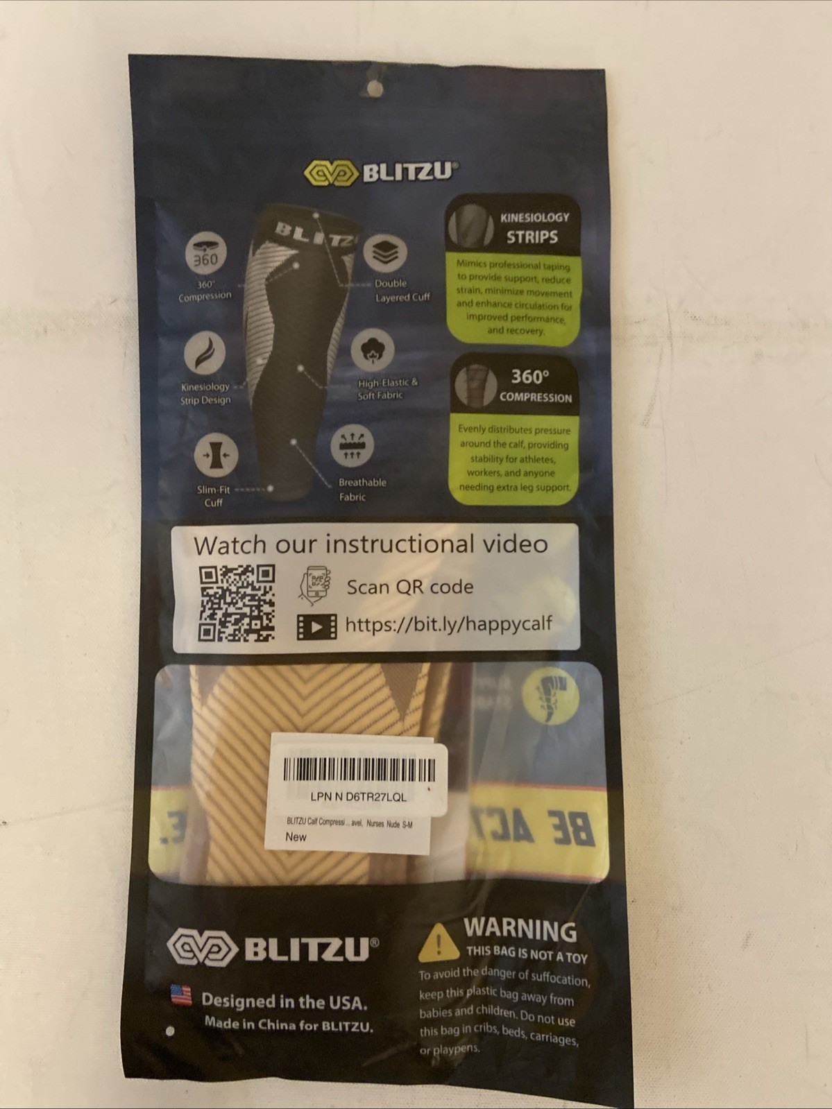 BLITZU Calf Compression Sleeve for Men & Women Footless Nurses Nude S/M