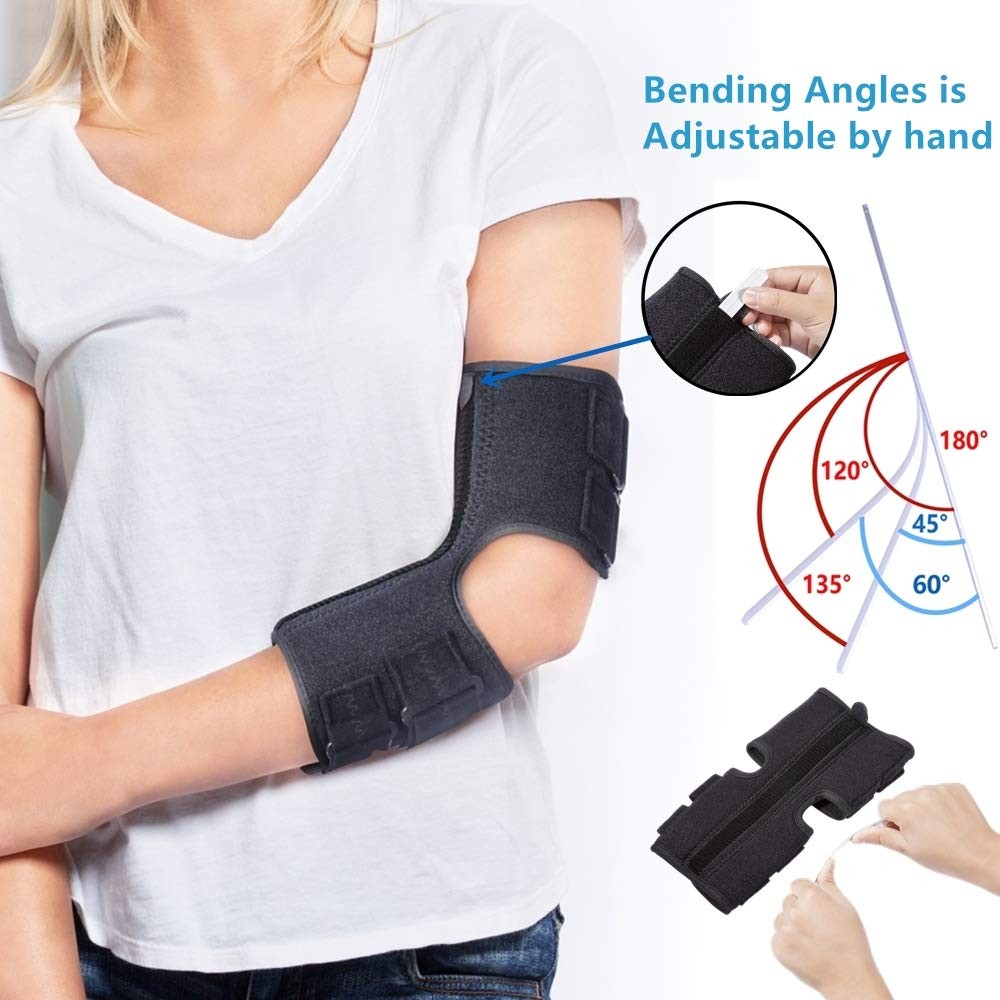 Elbow Brace Support Splint for Cubital Tunnel Syndrome and Large, Black