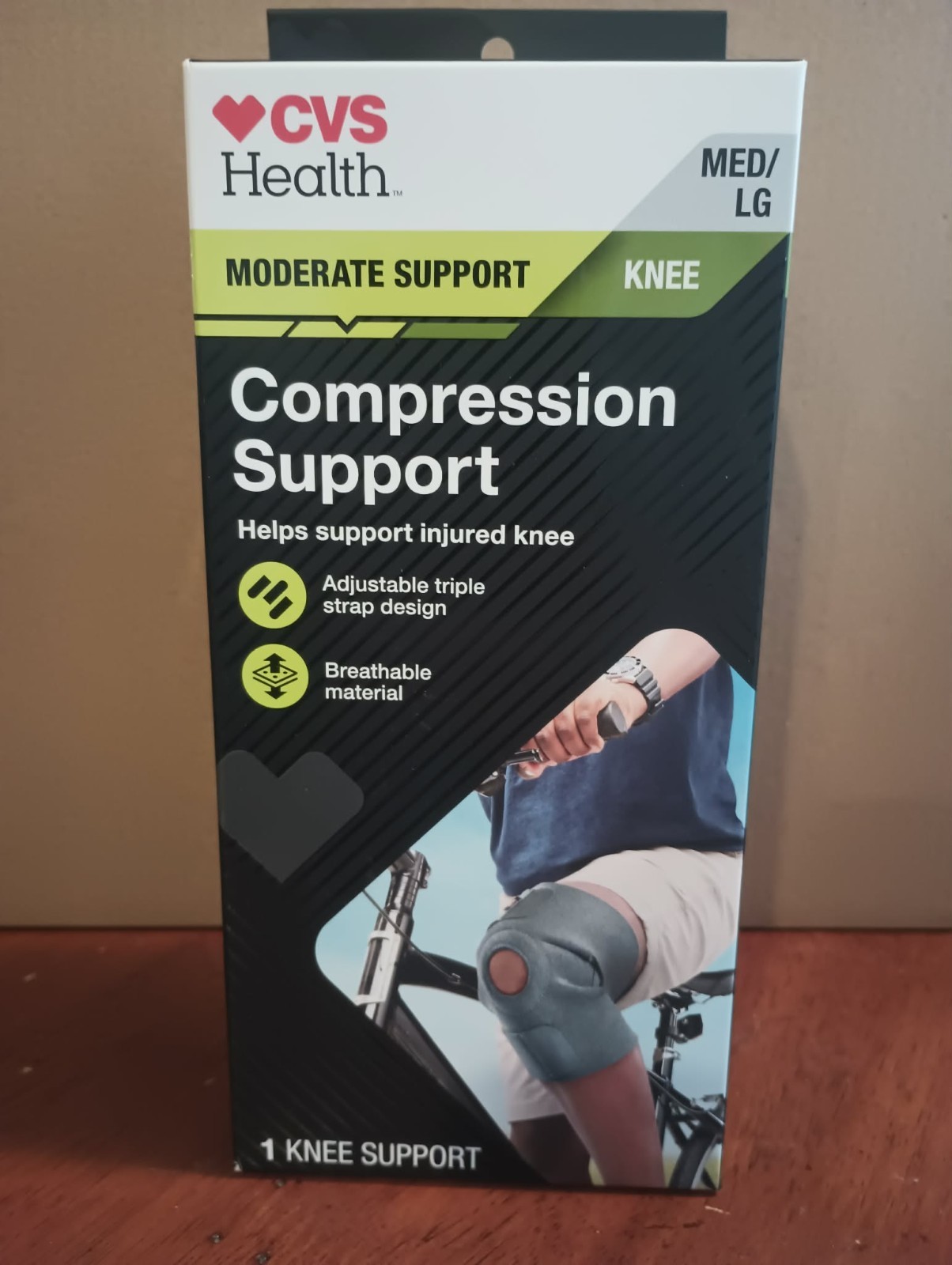 CVS Health Compression Knee Support Breathable Material Size Med Large Moderate