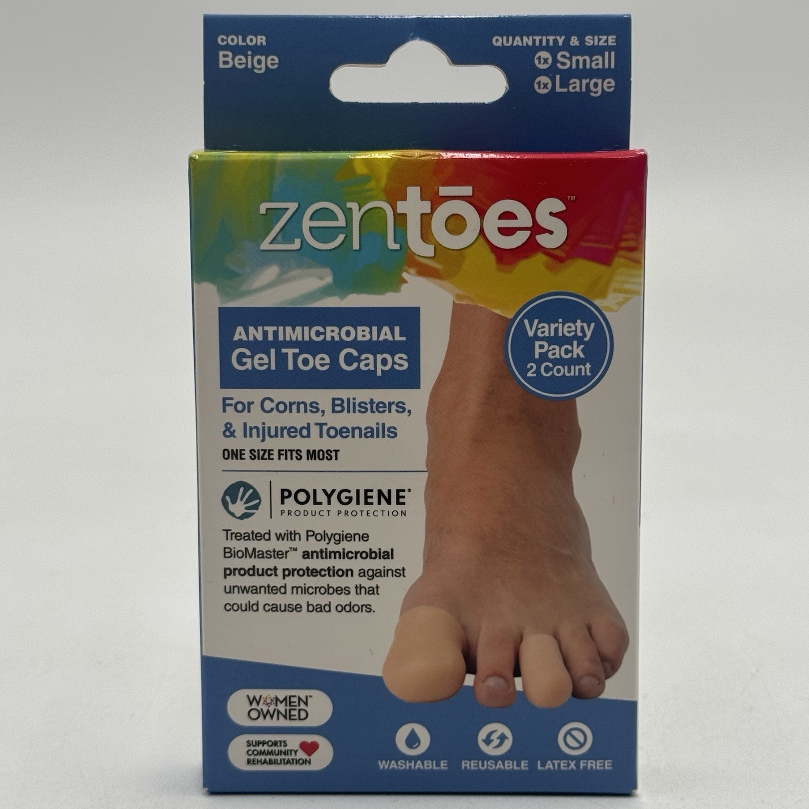 ZenToes Gel Toe Caps Variety Pack 2 Protectors Corns Ingrown Toe Nails Callus