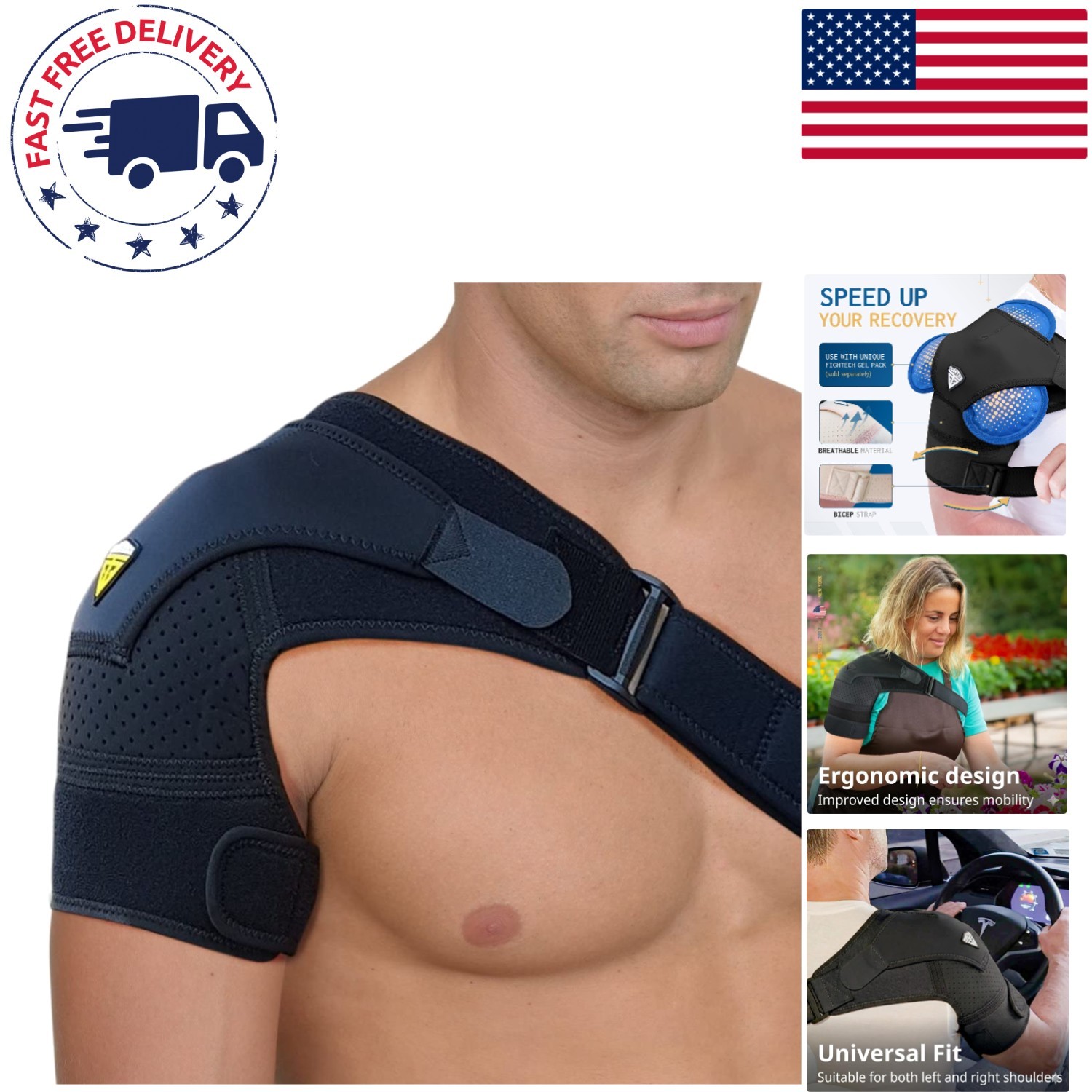 Universal Shoulder Support Brace for Rotator Cuff – Adjustable & Comfortable