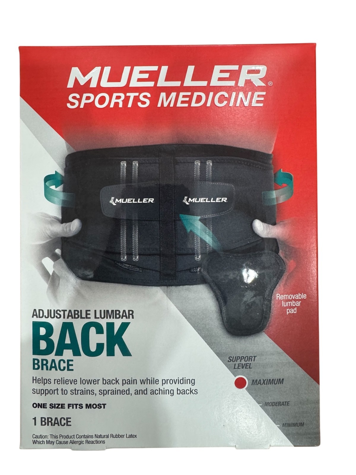 Mueller Sports Medicine 5-in-1 Adjustable Lumbar Back Brace Fits Sizes 28-50
