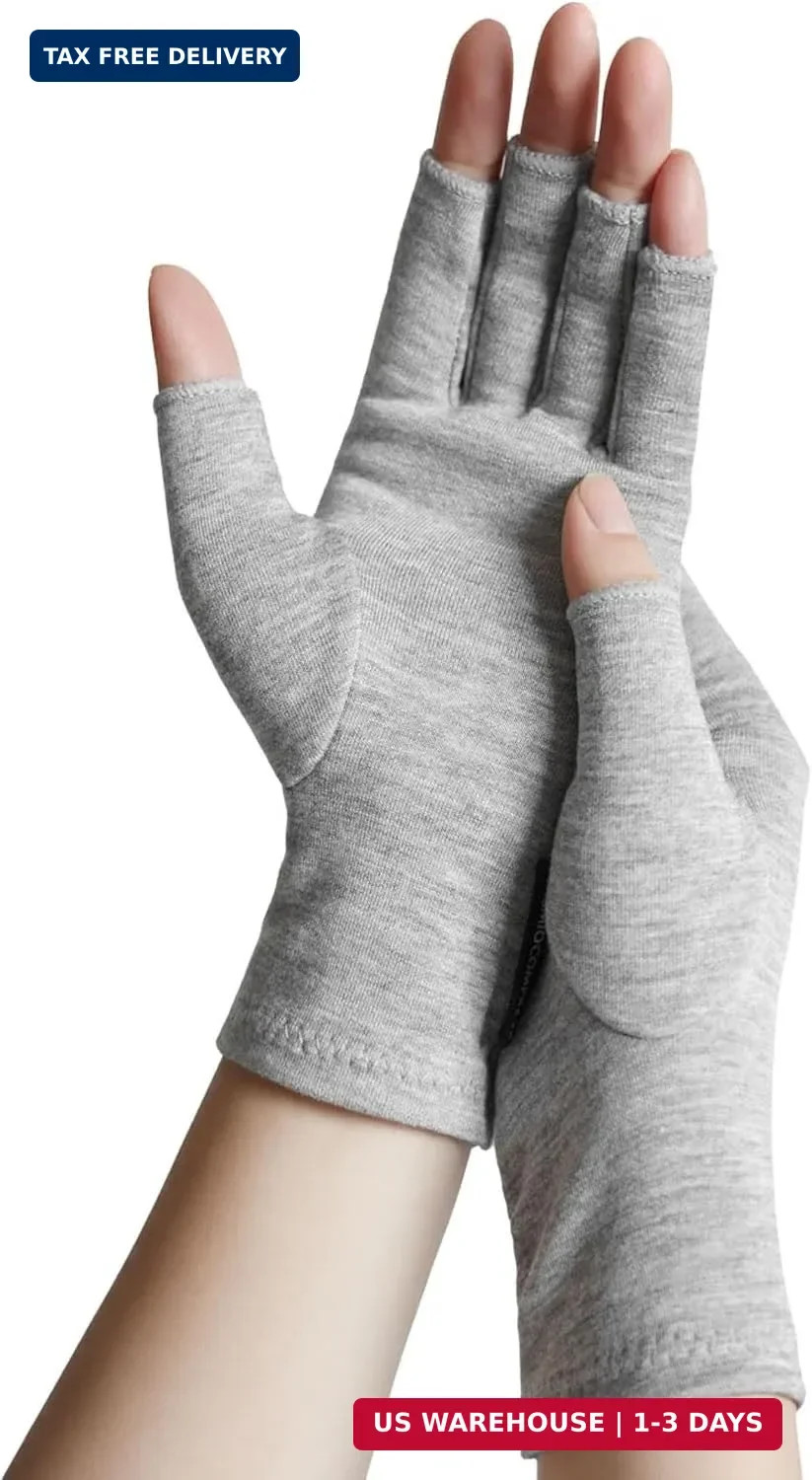 ANSMIO Rayon Derived from Bamboo Compression Gloves – Fingerless Arthritis & Car