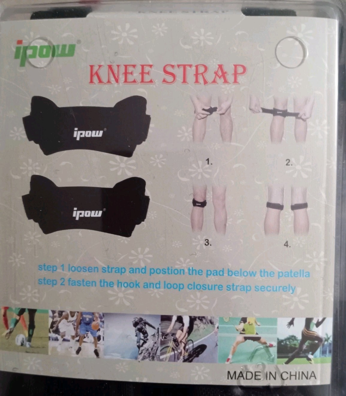 IPOW 2 Pack Knee Pain Relief & Patella Stabilizer Strap One Size, Black