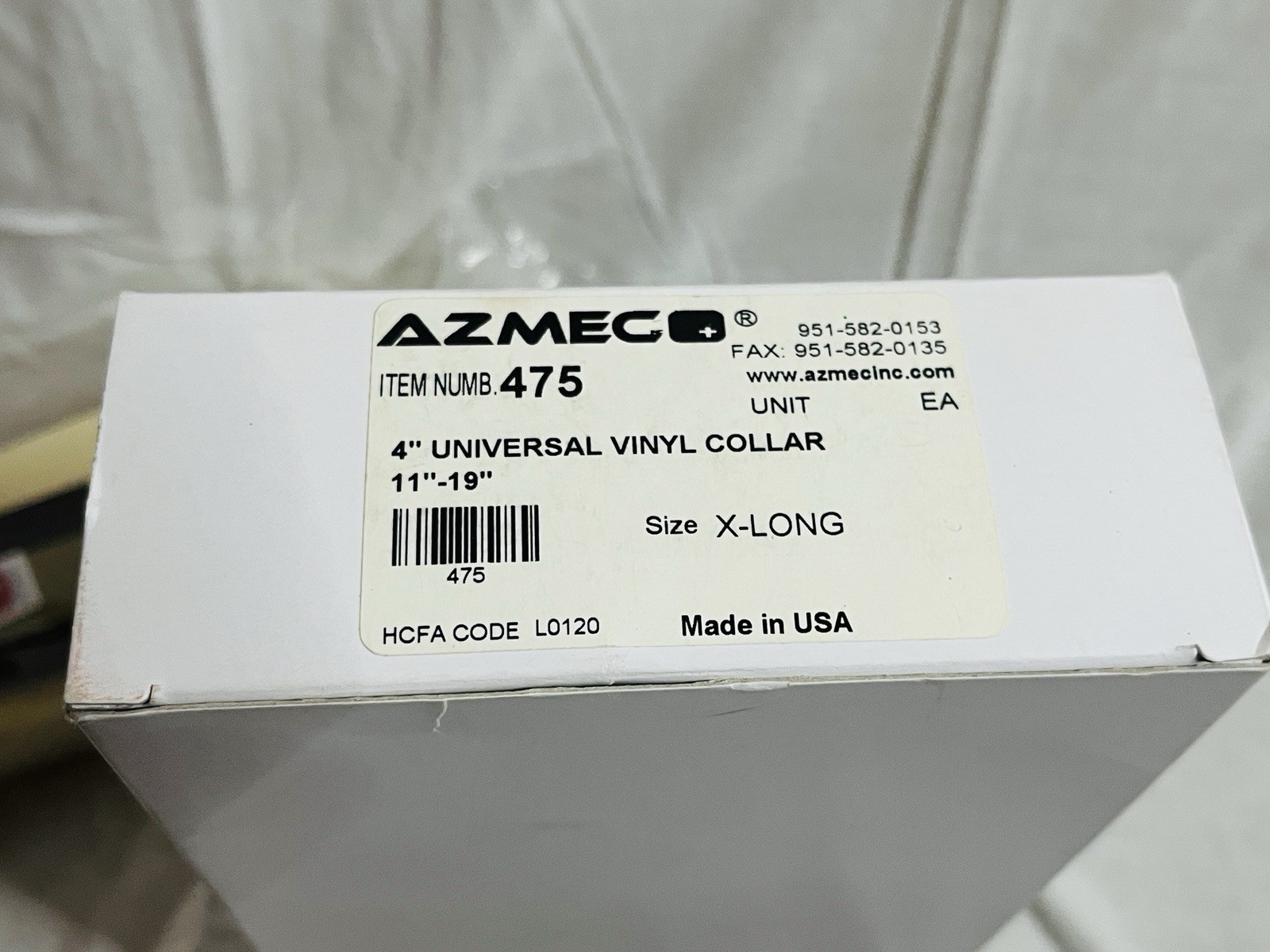 Azmec Foam Neck Brace Adjustable Size XL, X-Long 11”-19” Made In USA
