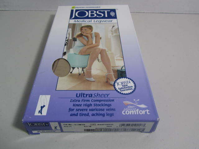 Jobst Women’s UltraSheer 30-40mmHg X-Firm Stocking, Closed Toe, XL, Full Calf.