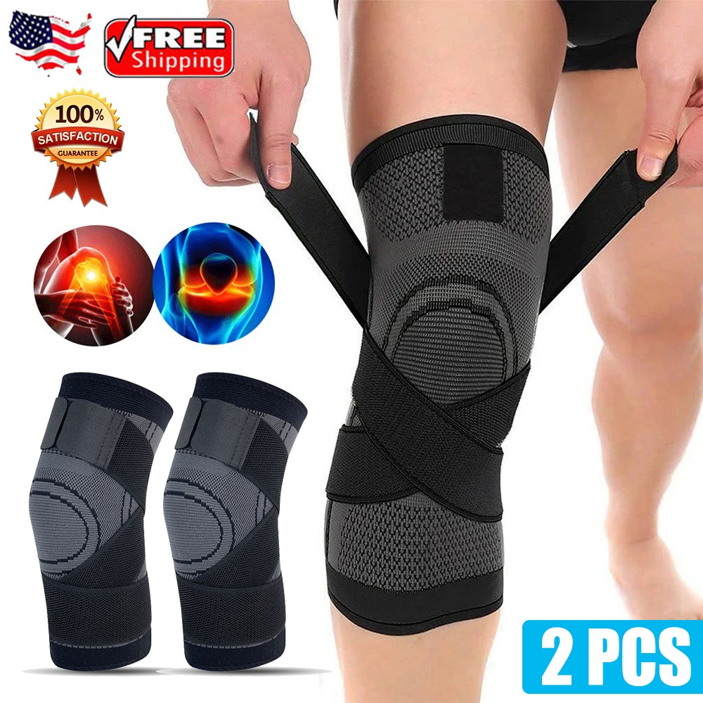 2pcs Knee Brace for Arthritis Pain Adjustable Compression Sleeve Pain Relief USA