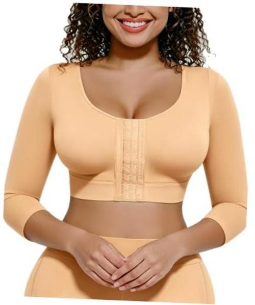Arm Compression Sleeve Women Post Surgery Front Closure Bra | Arm Small Beige