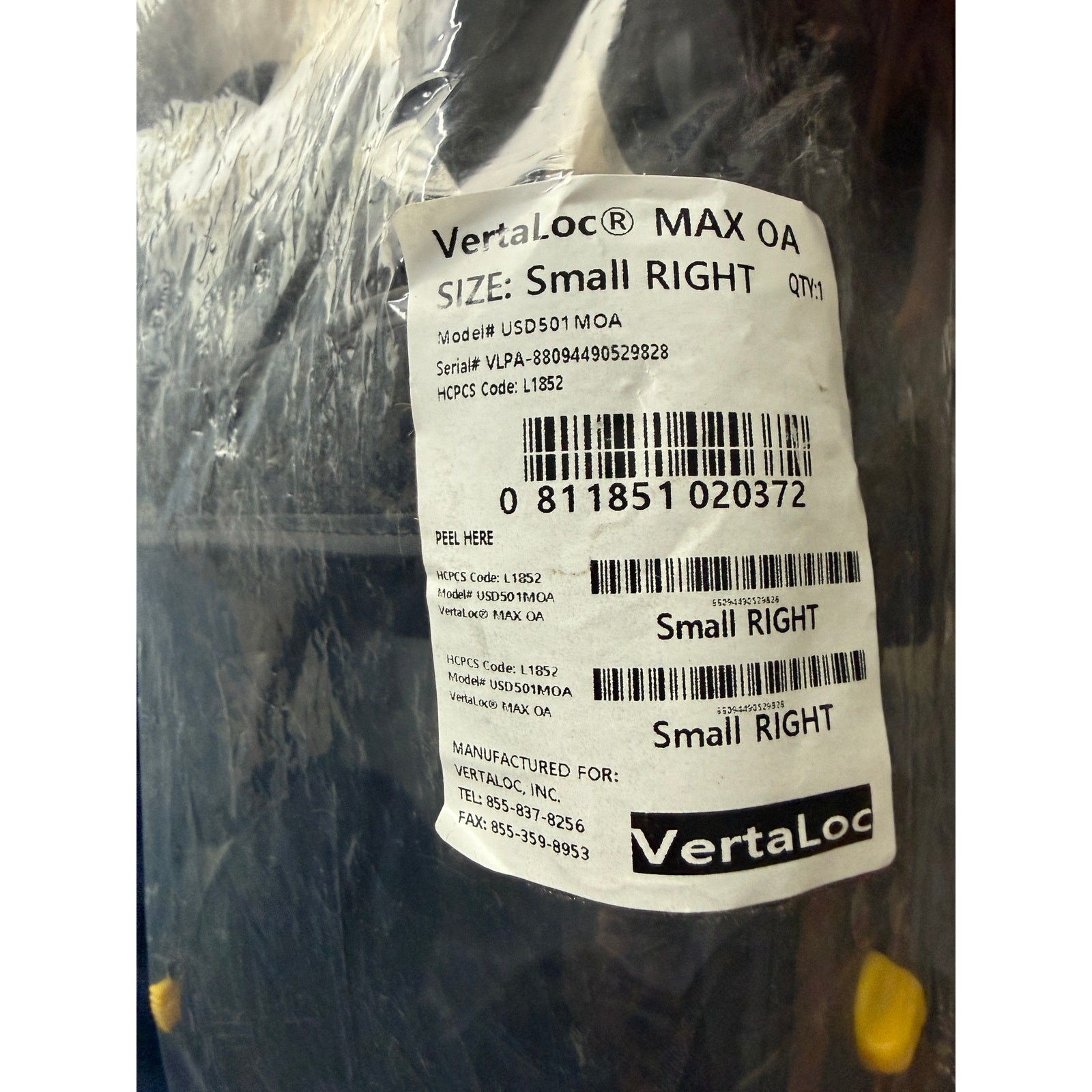 VertaLoc MAX OA Hinged Knee Brace Small Right USD501MOA L1852 New Sealed