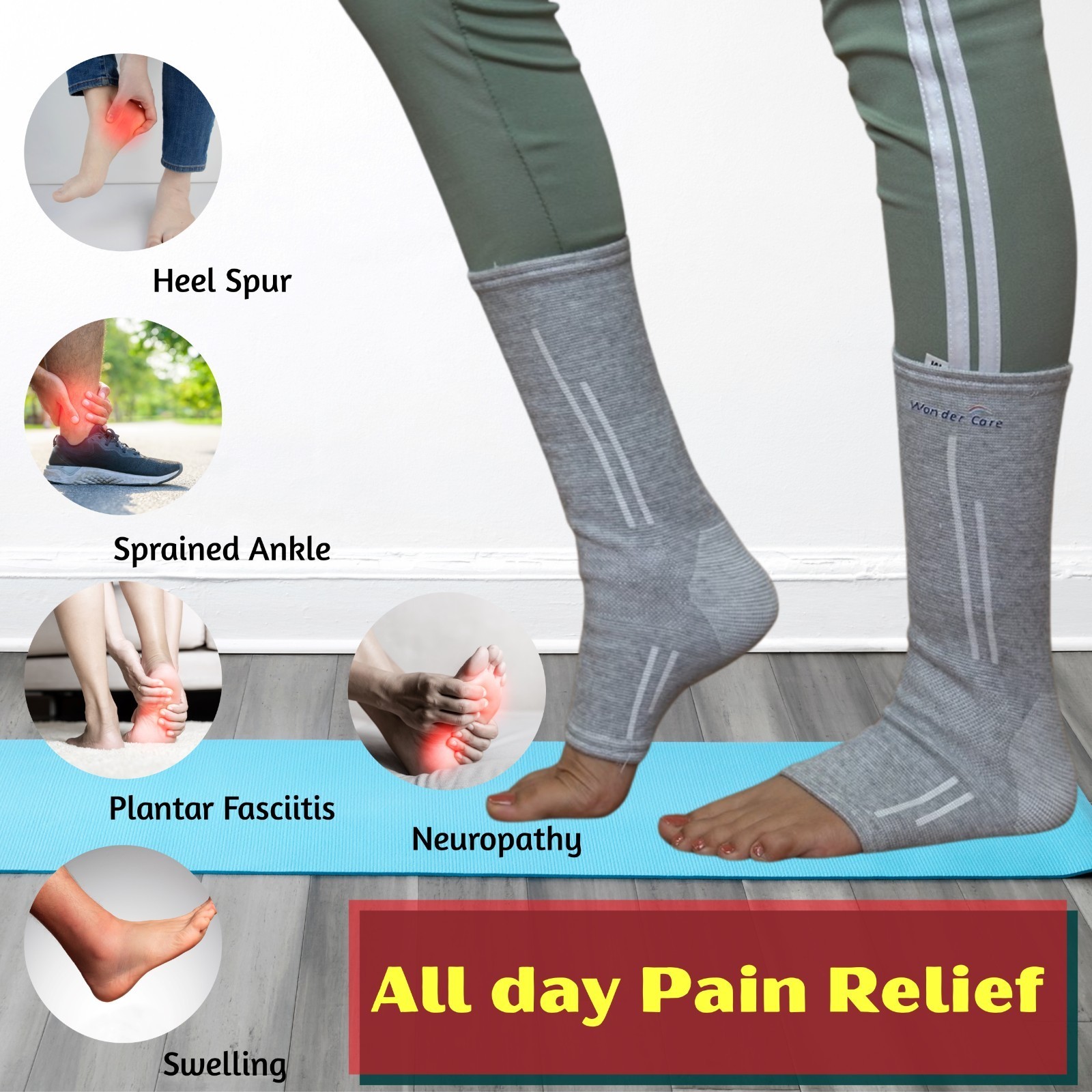 1 PAIR BAMBOO COMPRESSION ANKLE SUPPORT BRACE GUARD ARTHRITIS PAIN SPORTS