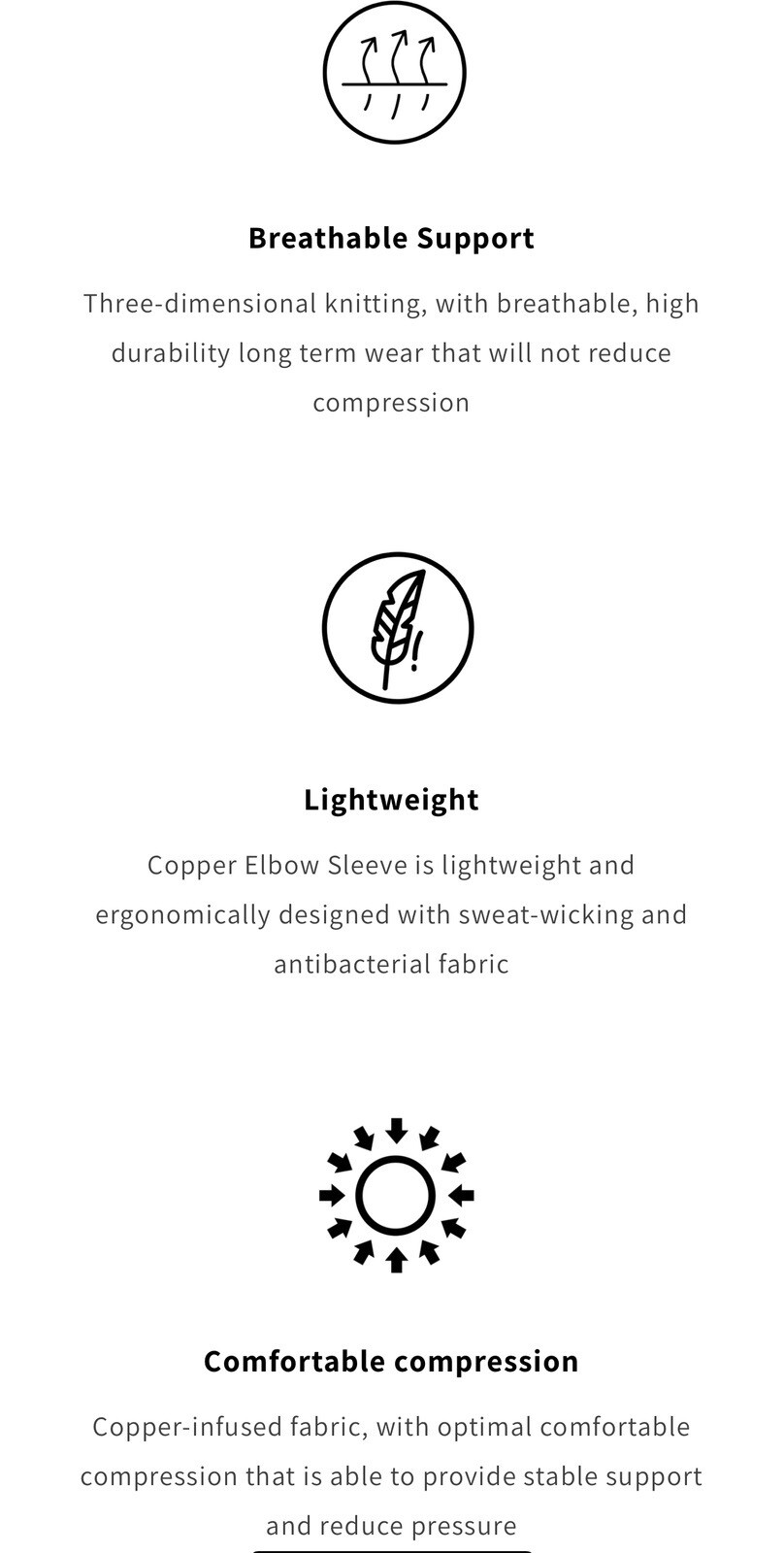 Elbow Brace Compression Support Sleeve, Copper Elbow Brace