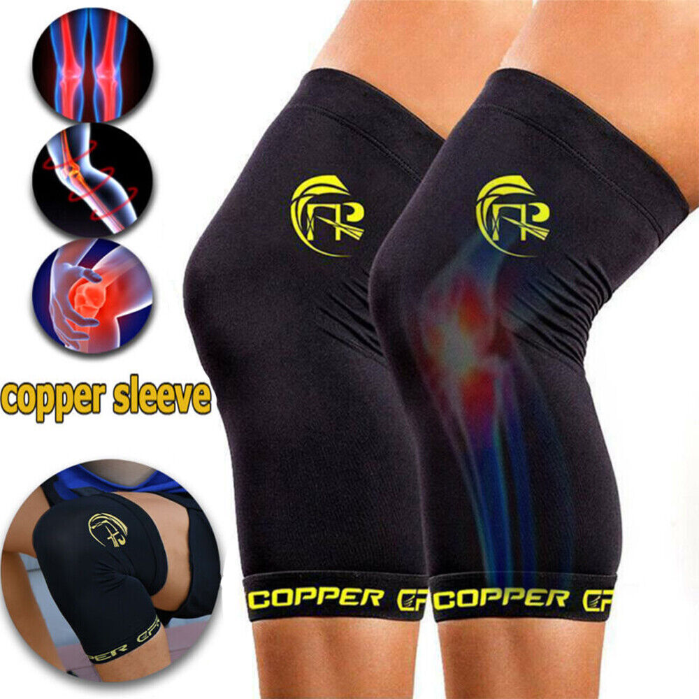 1 Pair Knee Support Braces Copper Compression Sleeve Sock Joint Pain Arthritis
