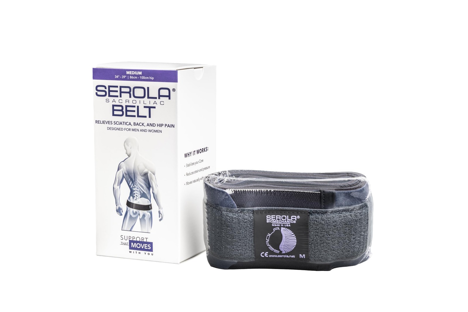 Serola Sacroiliac Belt for SI Joint Dysfunction – (Medium fits 34” to 40”) Lo…