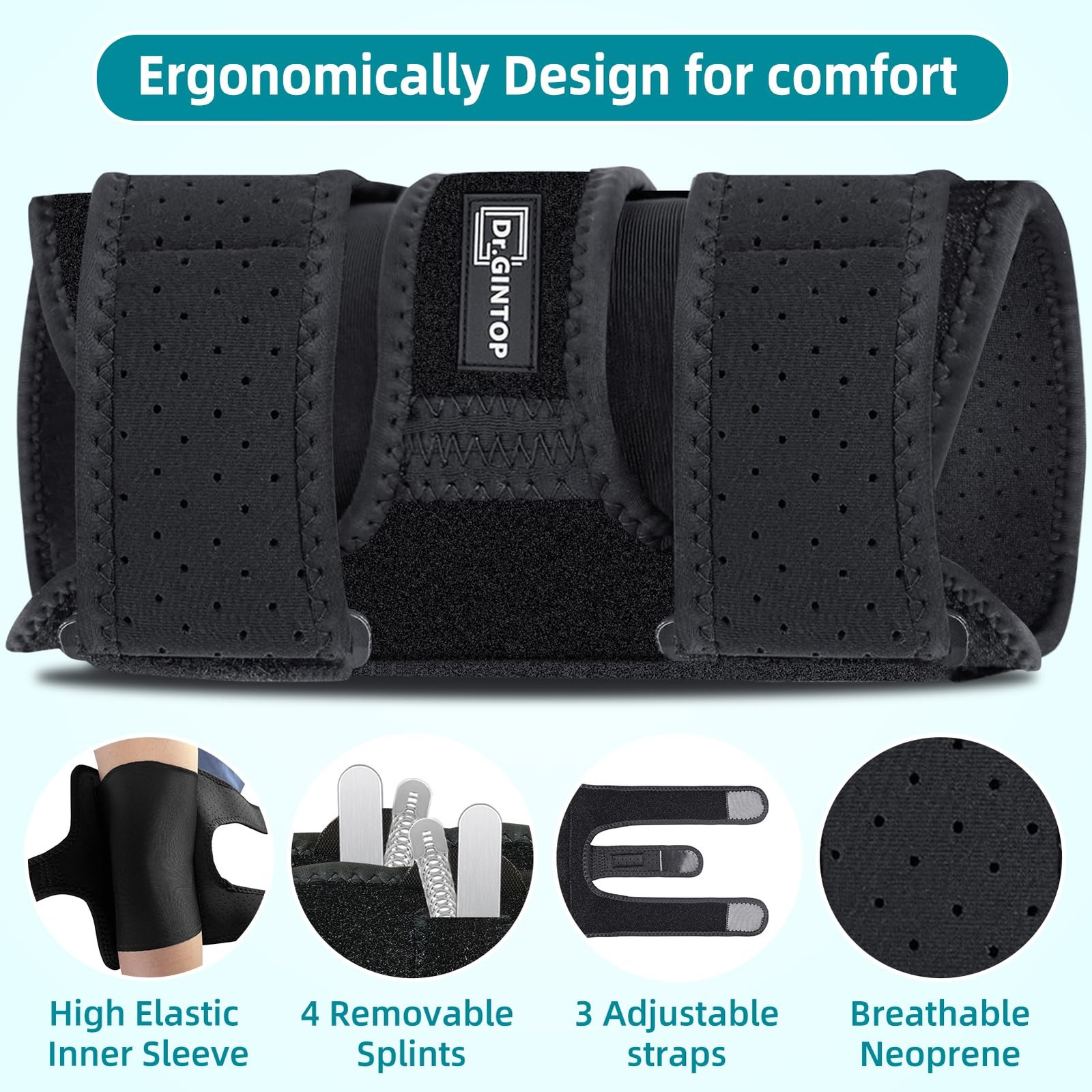 Elbow Brace for Ulnar Nerve Entrapment, Adjustable Elbow Splint w/ 4 Removabl…