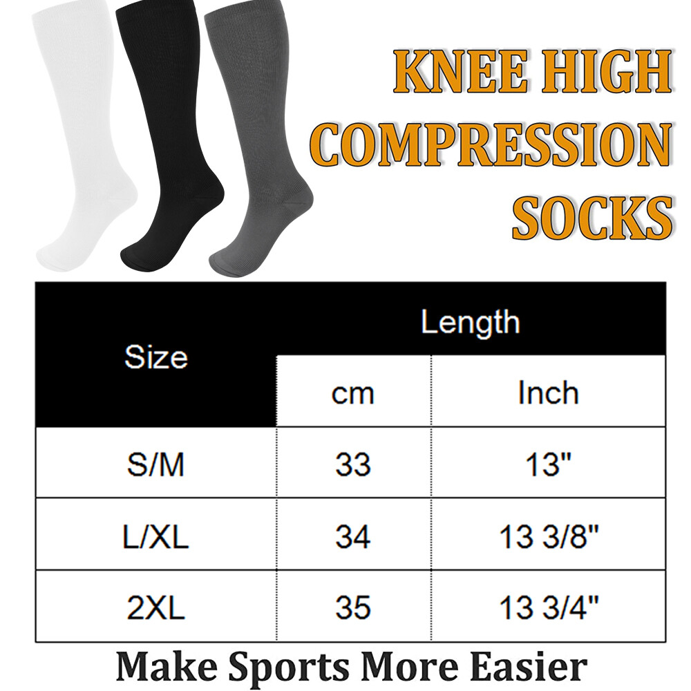 3 Pairs Compression Socks for Women&Men Circulation Knee High Stockings