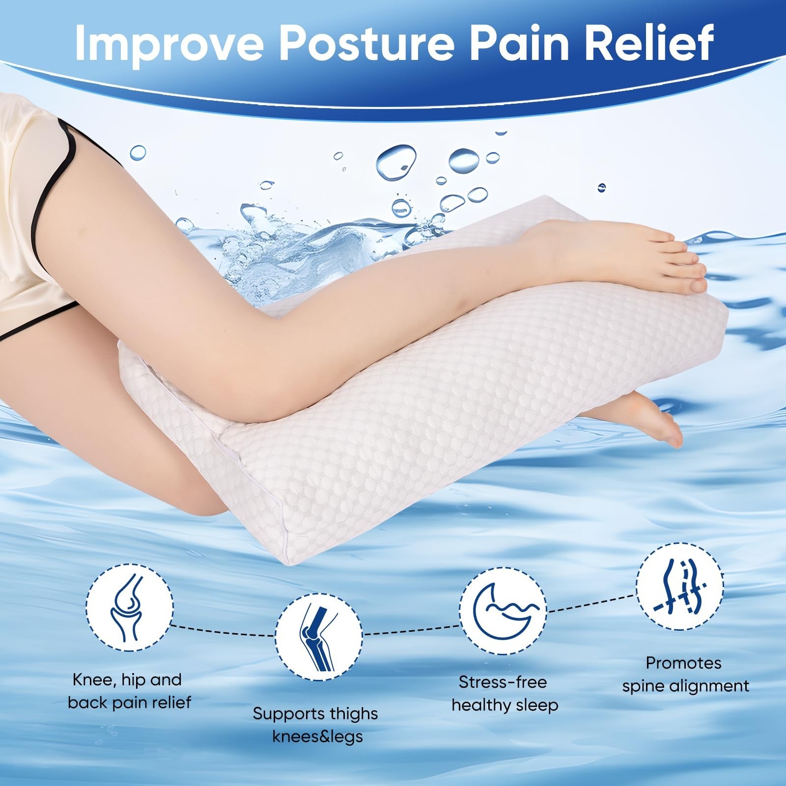 Cooling Knee Pillow for Side Sleeper, 4″Leg Pillow for Side Sleeping, 100% Co…