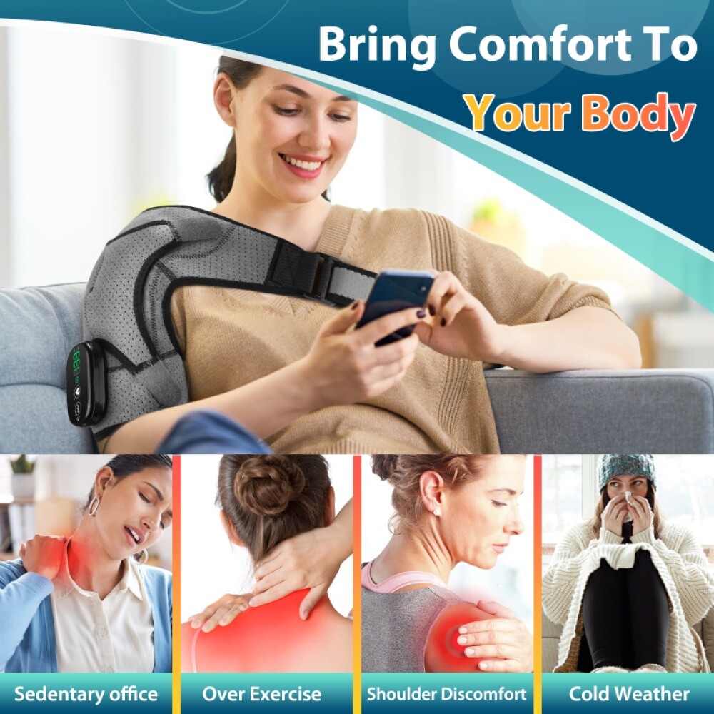 Electric Heated Shoulder Brace Heating Pad Therapy Shoulder Winter Heating Wrap~