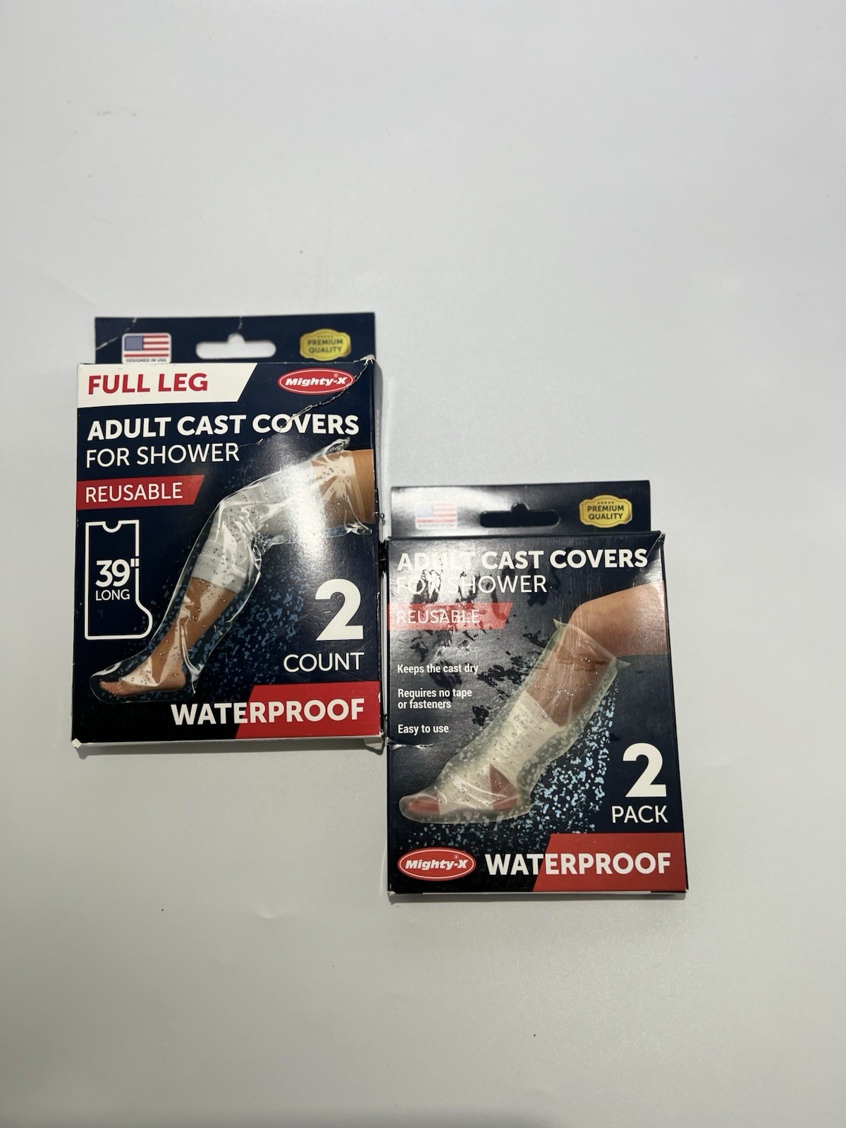 Mighty-X Reusable Full Leg Cast Covers Adult Thigh, Knee, Ankle, Foot – 2 sets