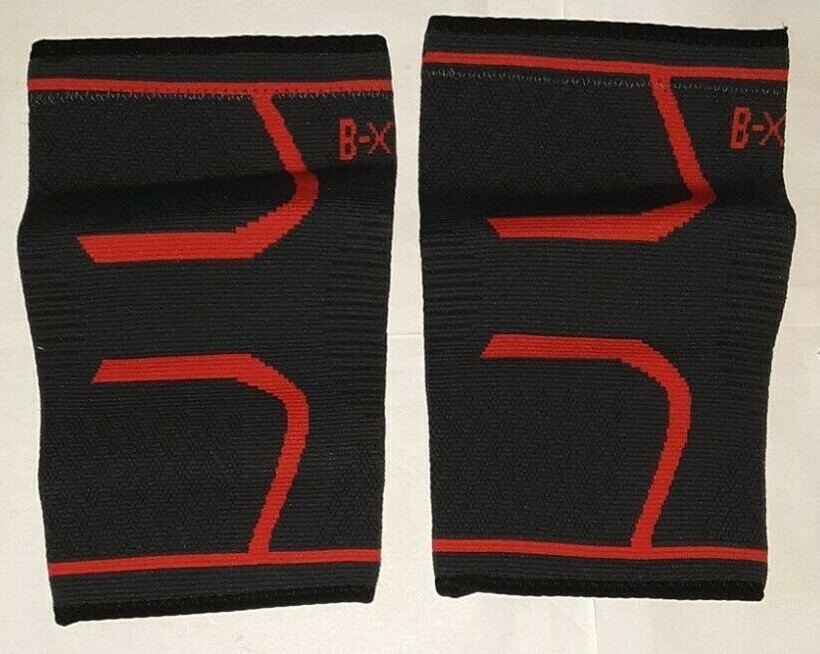2 sleeve set B-XPER COMPRESSION KNEE SLEEVE JOINT RELIEF SPORTS BLACK/RED SMALL