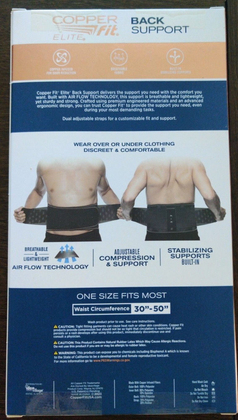 Copper Fit Elite Back Support AirFlow Adjustable Compression Double-Band 30-50″
