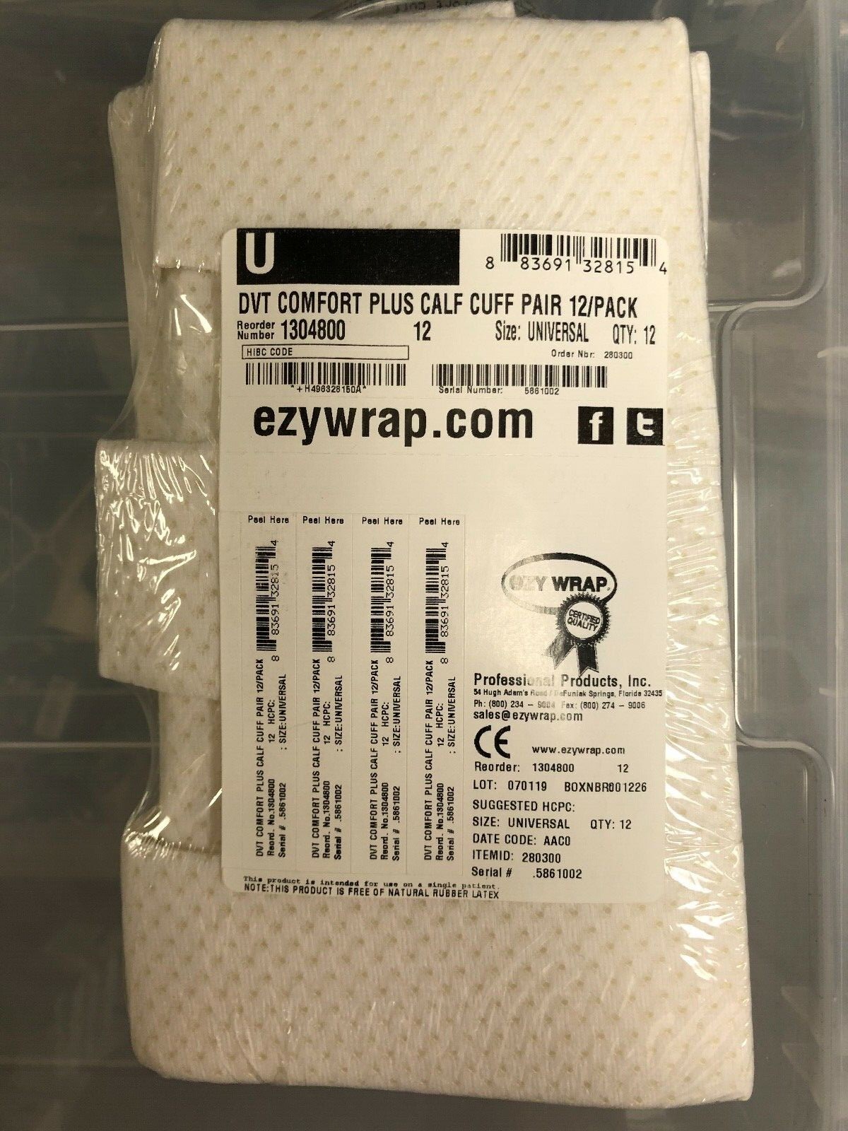 Ezy Wrap DVT Comfort Plus Calf Cuff Pair 12 Pack – Universal Size