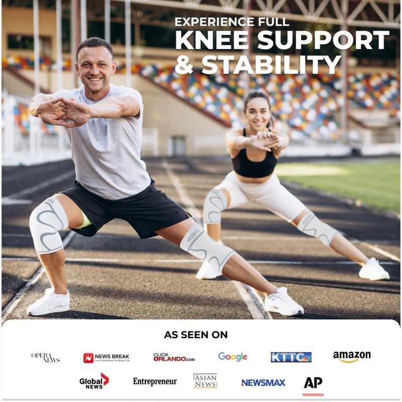 Modvel 2 Pack Knee Brace for Women & Men – Workout Knees Medium, White