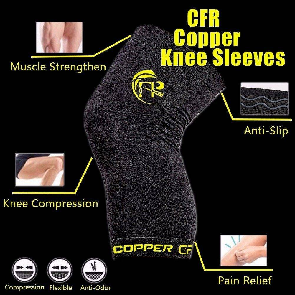 Copper Knee Leg Support Compression Sleeve Brace Sport Joint Relief Arthritis US