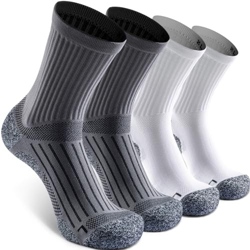 Elite Cushioned Compression Mid-crew Medium Gray/White (2 Pairs of Each Color)