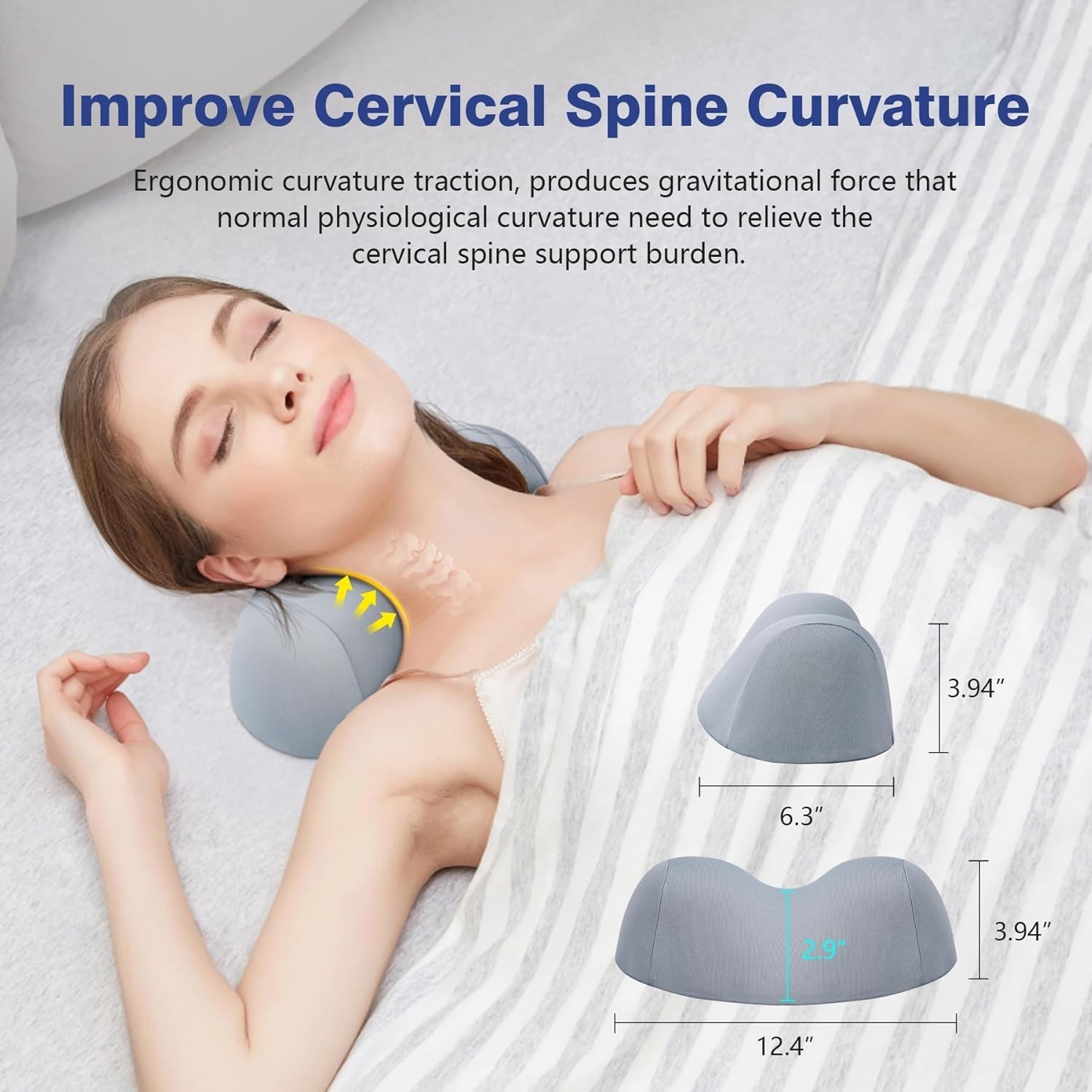 Small Neck Stretcher Pillow for Pain Relief, Medium Soft Cervical Traction De…