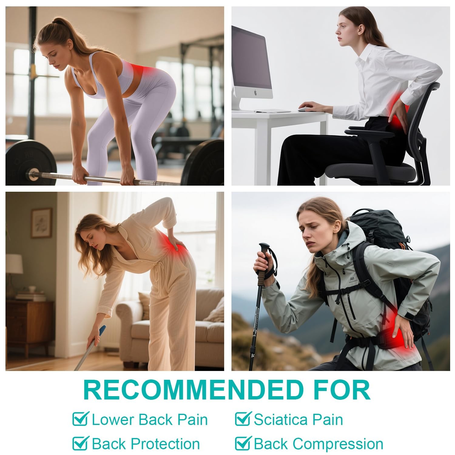 TitanGuard Ultra Thin Lumbar Support Brace for Women & Men – S/M, Black