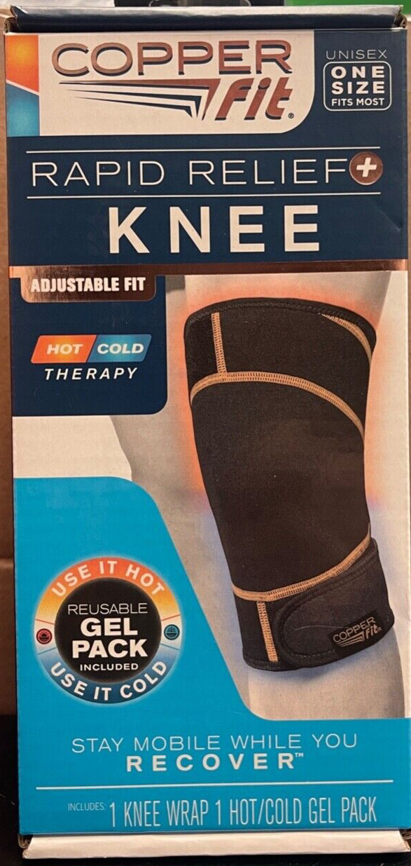 NEW Copper Fit Rapid Relief Knee Hot/Cold Black One Size Fits