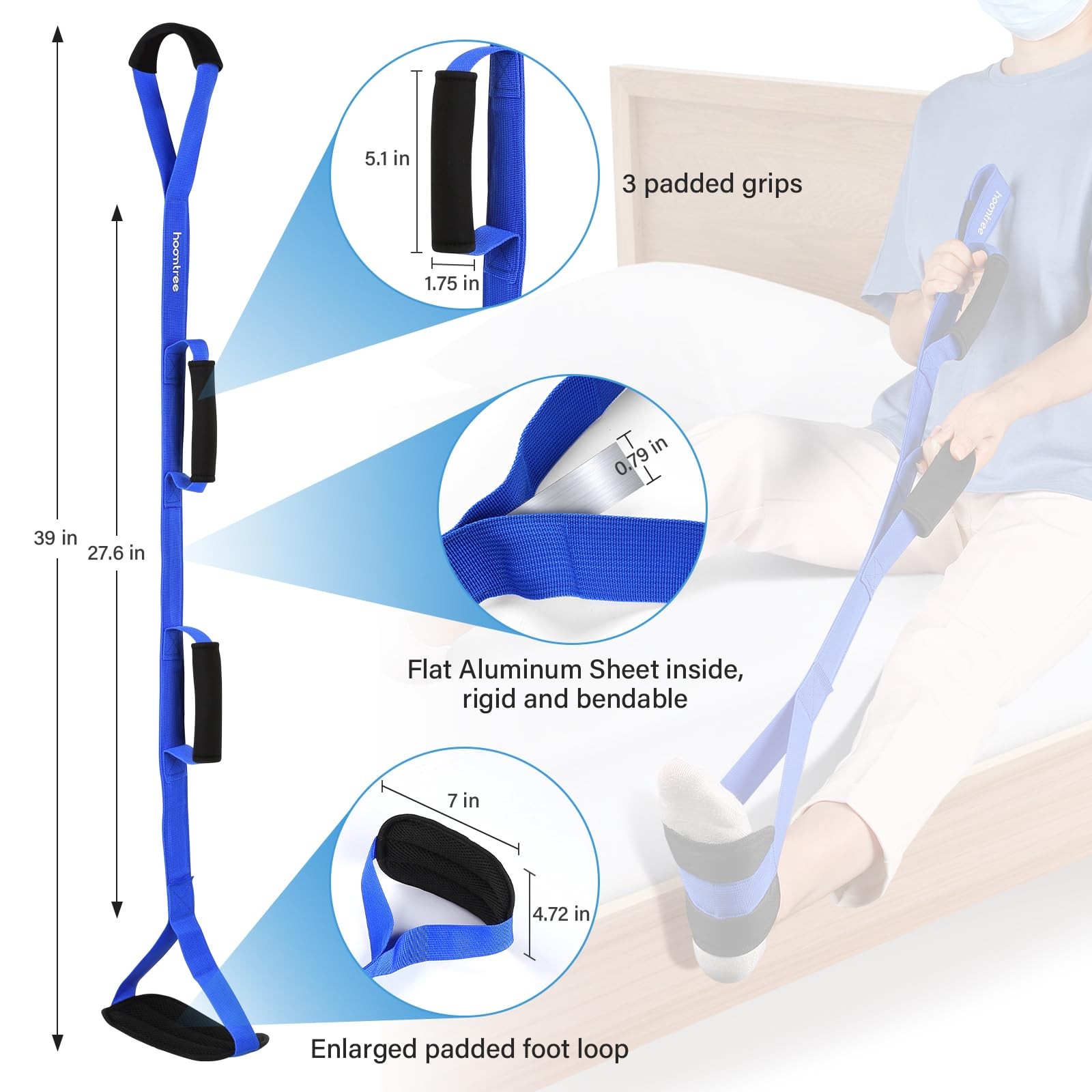 39 Inch Long Leg Lifter Strap With Padded Handgrips And Foot Looprigid Leg Lifte